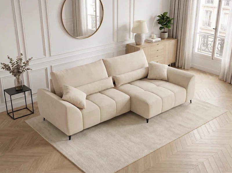 Canapé d’angle convertible design BATIGNOLLES avec coffre de rangement