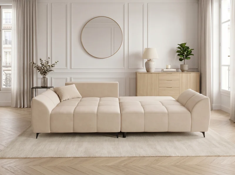 Canapé d’angle convertible design BATIGNOLLES avec coffre de rangement