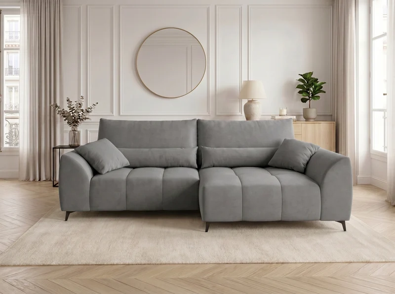 Canapé d’angle convertible design BATIGNOLLES avec coffre de rangement