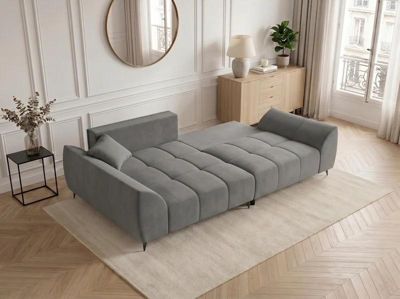Canapé d’angle convertible design BATIGNOLLES avec coffre de rangement