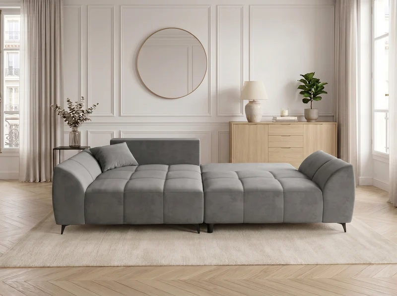 Canapé d’angle convertible design BATIGNOLLES avec coffre de rangement