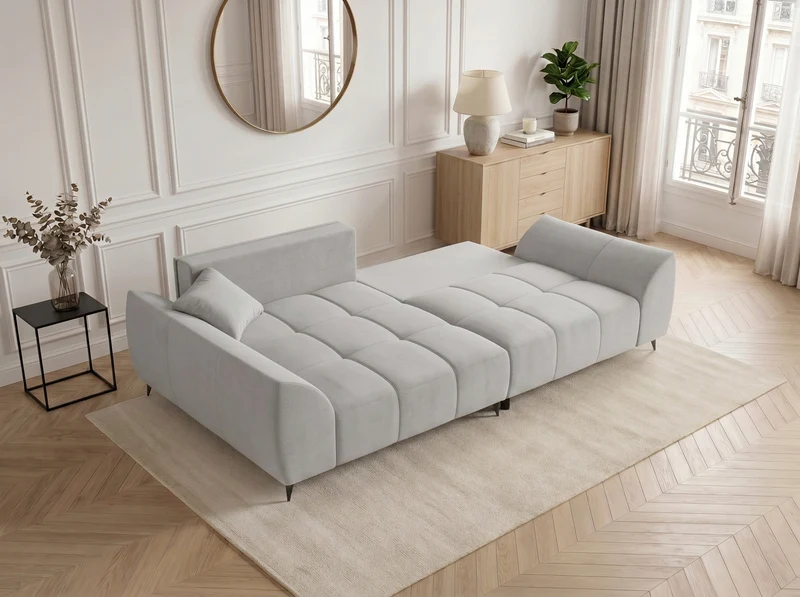 Canapé d’angle convertible design BATIGNOLLES avec coffre de rangement