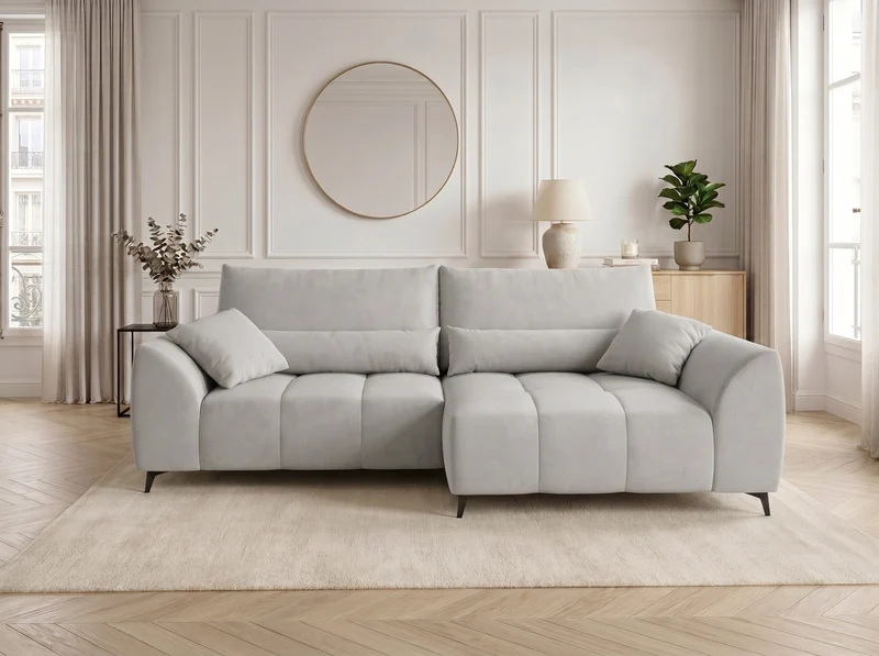 Canapé d’angle convertible design BATIGNOLLES avec coffre de rangement