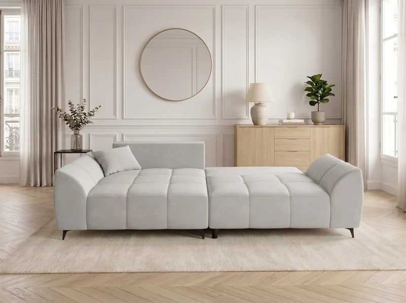 Canapé d’angle convertible design BATIGNOLLES avec coffre de rangement