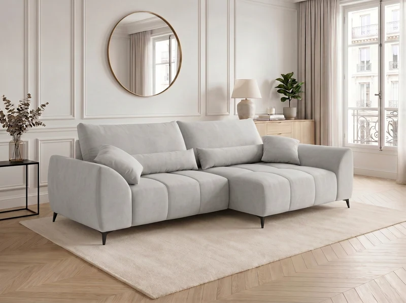 Canapé d’angle convertible design BATIGNOLLES avec coffre de rangement