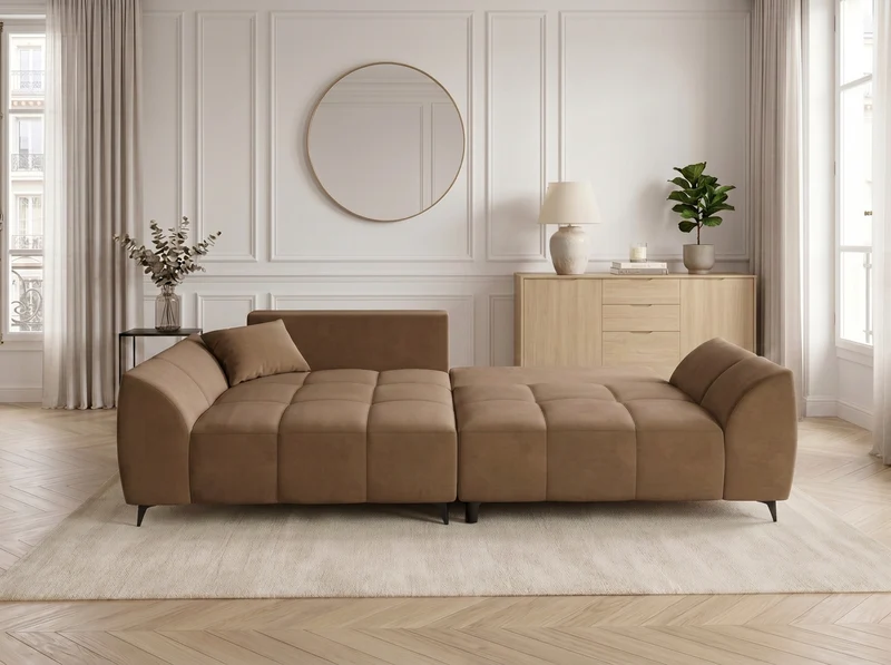 Canapé d’angle convertible design BATIGNOLLES avec coffre de rangement