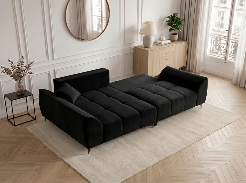 Canapé d’angle convertible design BATIGNOLLES avec coffre de rangement