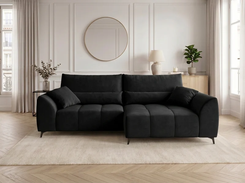 Canapé d’angle convertible design BATIGNOLLES avec coffre de rangement