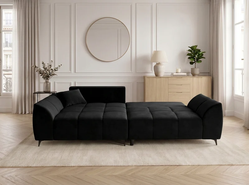 Canapé d’angle convertible design BATIGNOLLES avec coffre de rangement