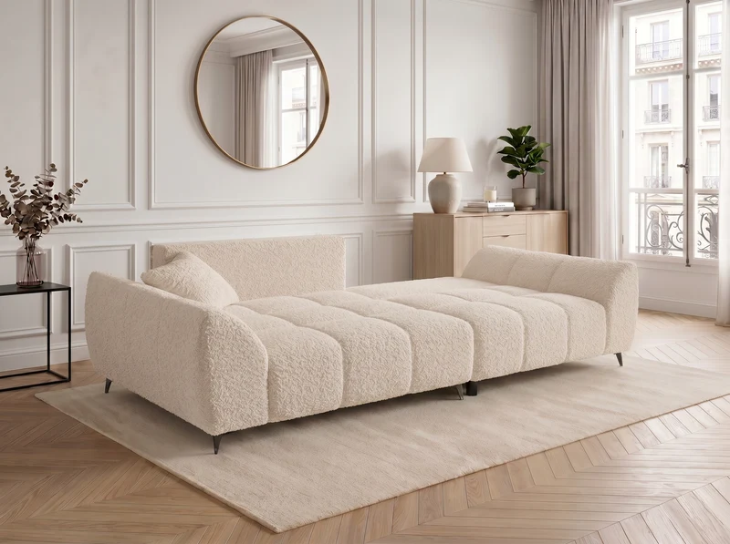 Canapé d’angle convertible design BATIGNOLLES avec coffre de rangement