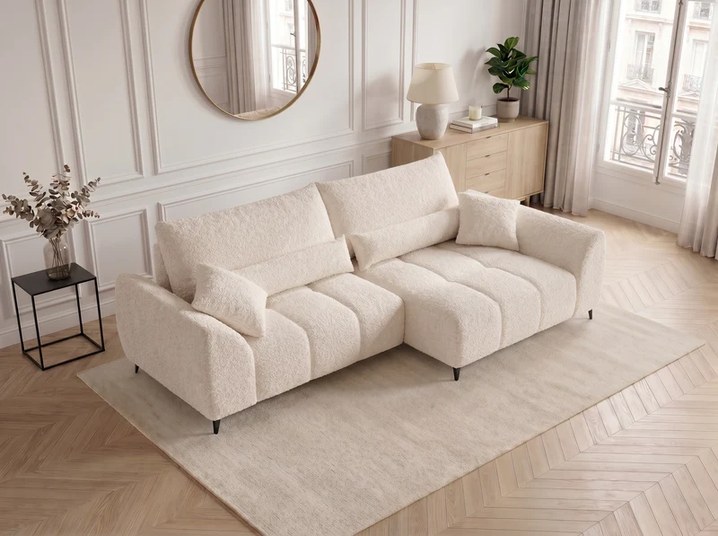 Canapé d’angle convertible design BATIGNOLLES avec coffre de rangement