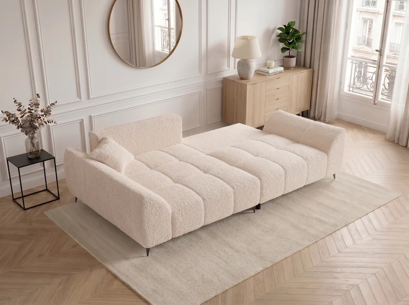 Canapé d’angle convertible design BATIGNOLLES avec coffre de rangement