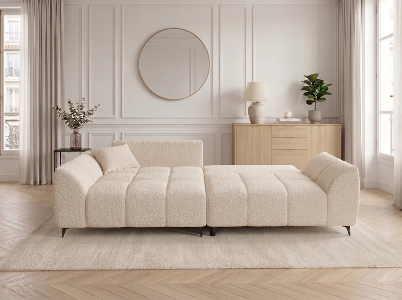 Canapé d’angle convertible design BATIGNOLLES avec coffre de rangement