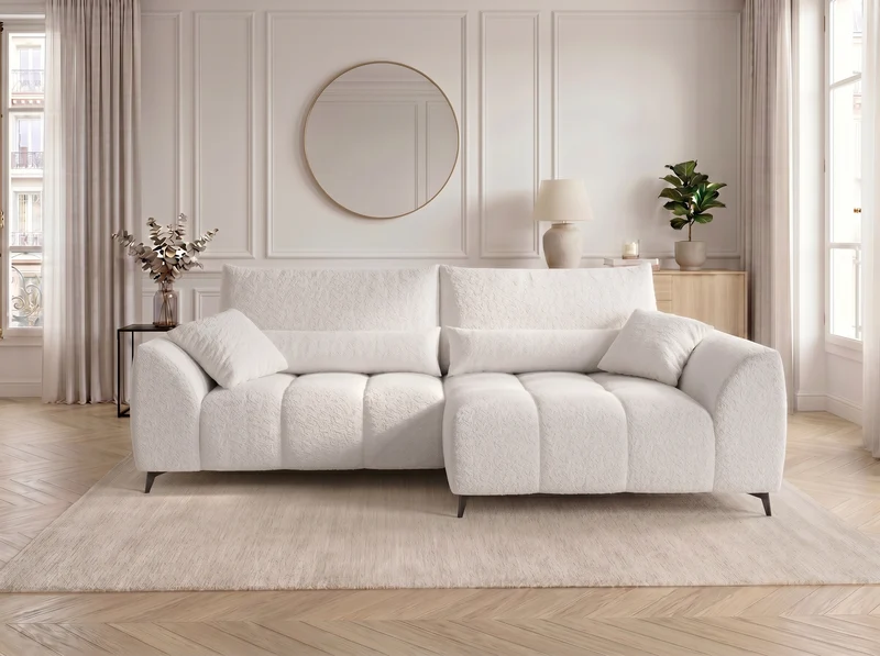 Canapé d’angle convertible design BATIGNOLLES avec coffre de rangement