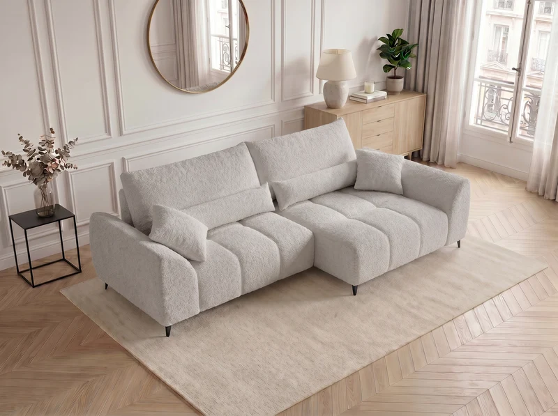 Canapé d’angle convertible design BATIGNOLLES avec coffre de rangement