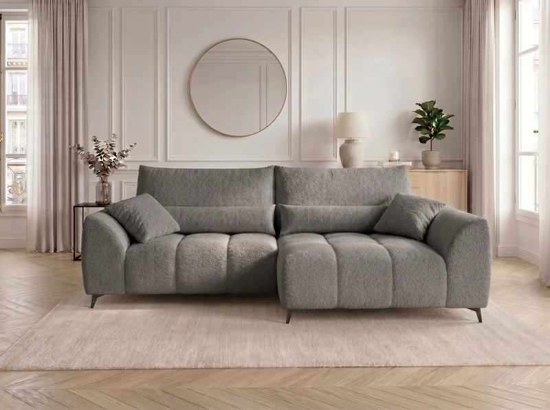 Canapé d’angle convertible design BATIGNOLLES avec coffre de rangement