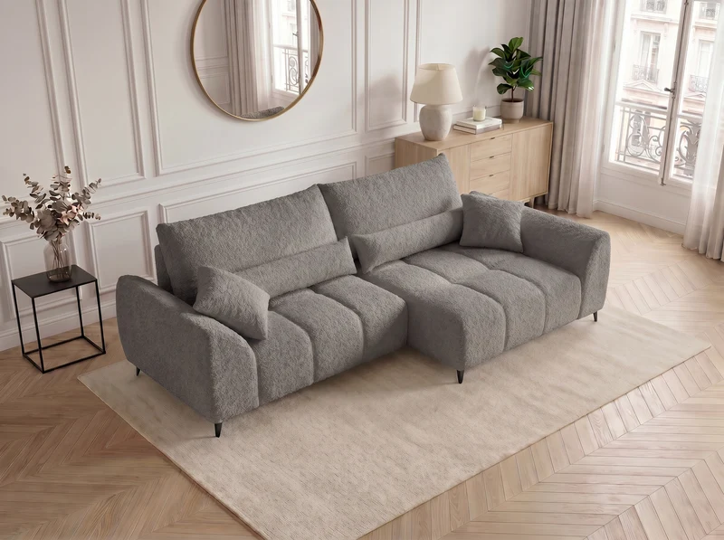 Canapé d’angle convertible design BATIGNOLLES avec coffre de rangement