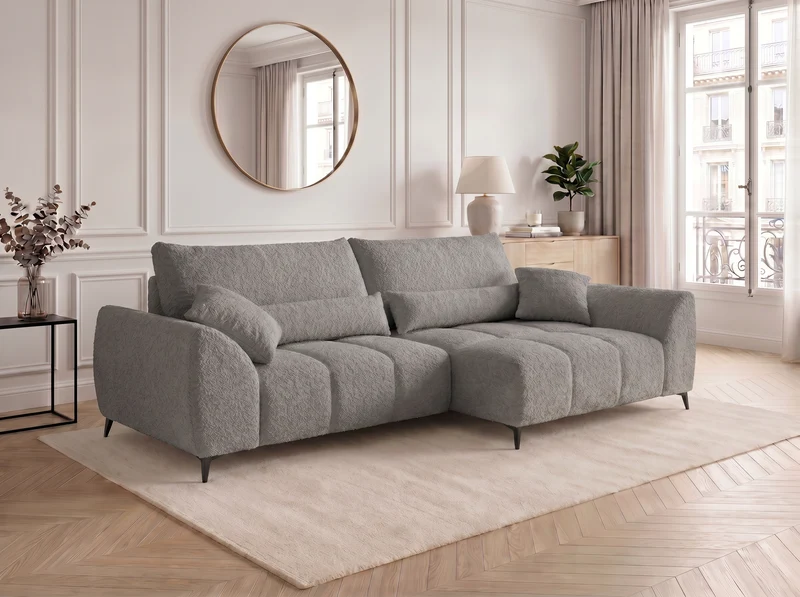 Canapé d’angle convertible design BATIGNOLLES avec coffre de rangement