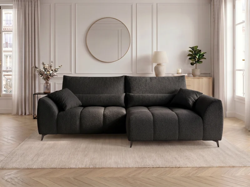 Canapé d’angle convertible design BATIGNOLLES avec coffre de rangement