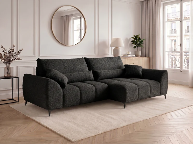 Canapé d’angle convertible design BATIGNOLLES avec coffre de rangement