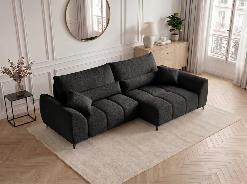 Canapé d’angle convertible design BATIGNOLLES avec coffre de rangement