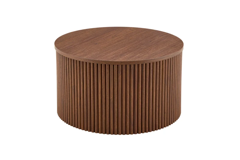 Lot de 2 tables basses gigognes effet bois noyer design colonne romaine CASCADEVEXX