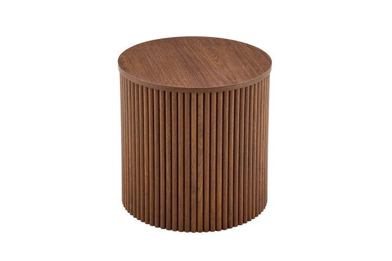 Lot de 2 tables basses gigognes effet bois noyer design colonne romaine CASCADEVEXX