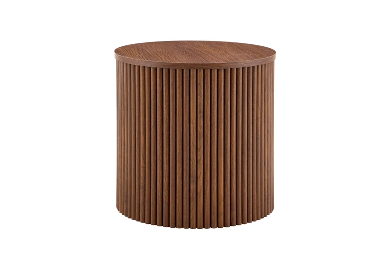 Lot de 2 tables basses gigognes effet bois noyer design colonne romaine CASCADEVEXX
