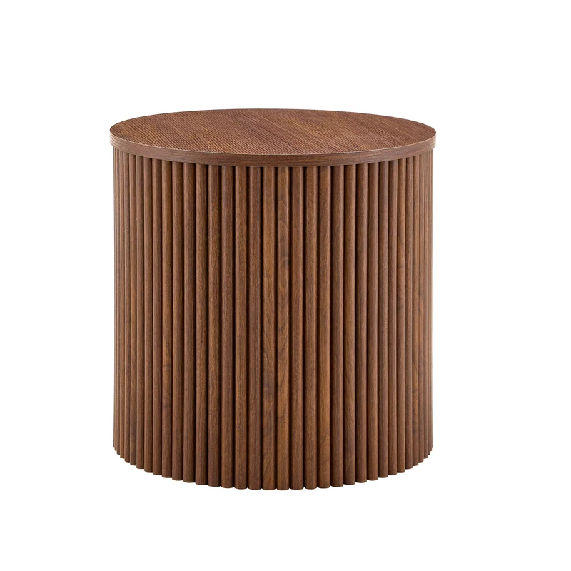 Lot de 2 tables basses gigognes effet bois noyer design colonne romaine CASCADEVEXX