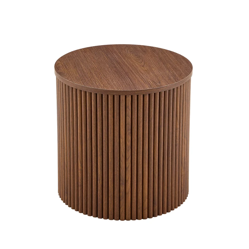 Lot de 2 tables basses gigognes effet bois noyer design colonne romaine CASCADEVEXX