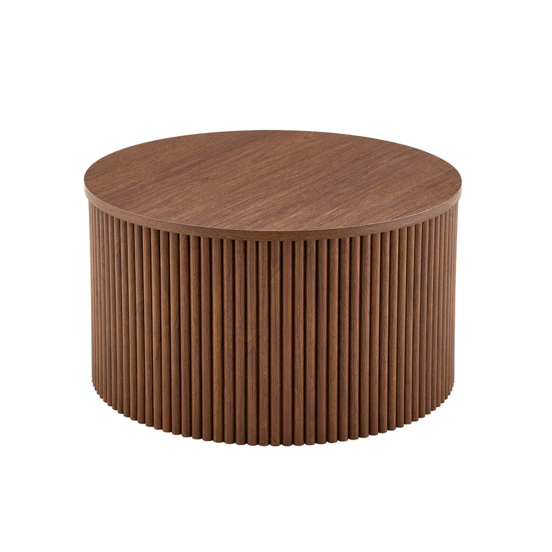 Lot de 2 tables basses gigognes effet bois noyer design colonne romaine CASCADEVEXX