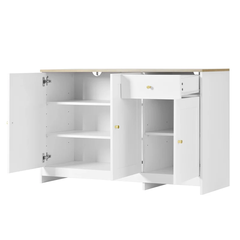 Buffet effet bois et blanc 3 portes 1 tiroir 120x40x75cm MOMENTUMINFI