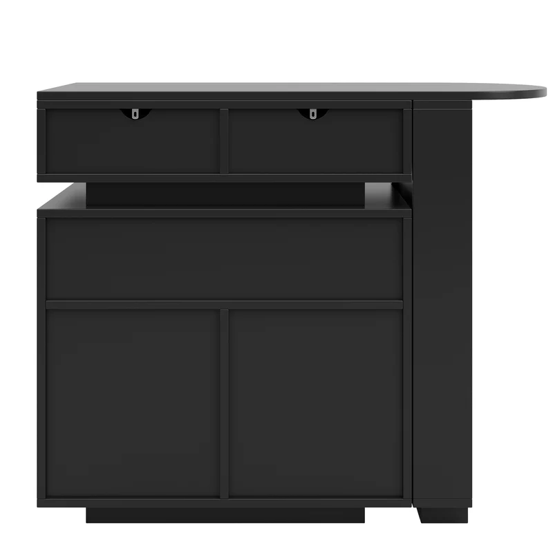 Table de bar extensible noire avec LED, style luxe, détails dorés MOMENTUMCASC