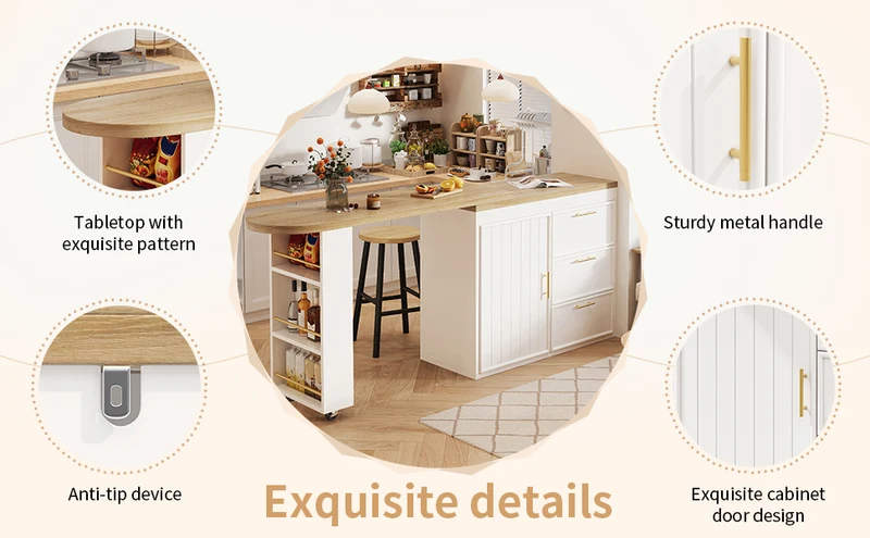 Table de bar blanche effet bois avec plateau pivotant 360° modulable 128-203cm CASCADERIFTEE