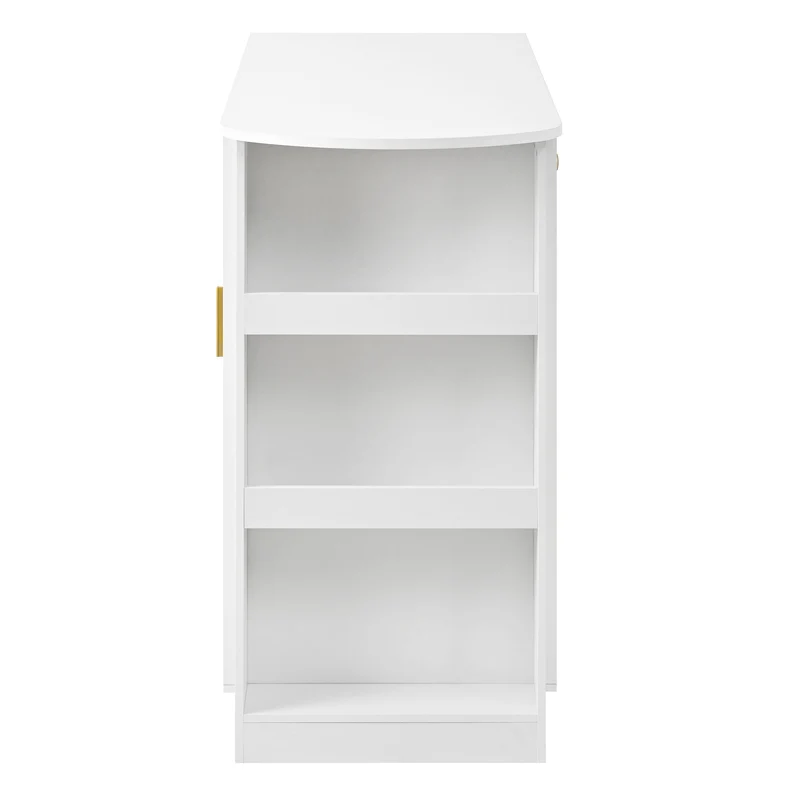 Table de bar blanc rotatif 360° portes en verre avec LED et prises CASCADERIFTXX