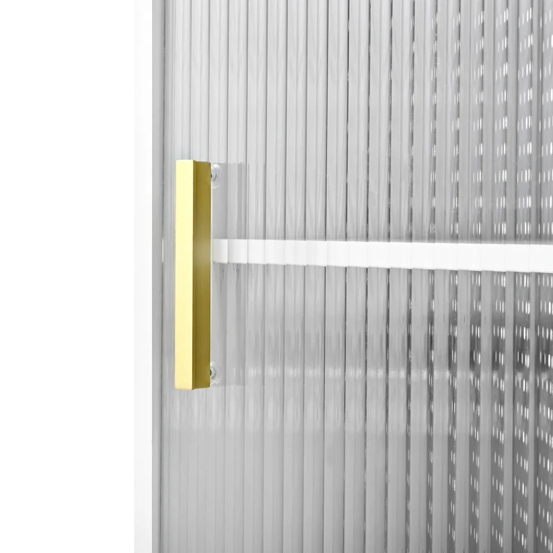 Table de bar blanc rotatif 360° portes en verre avec LED et prises CASCADERIFTXX