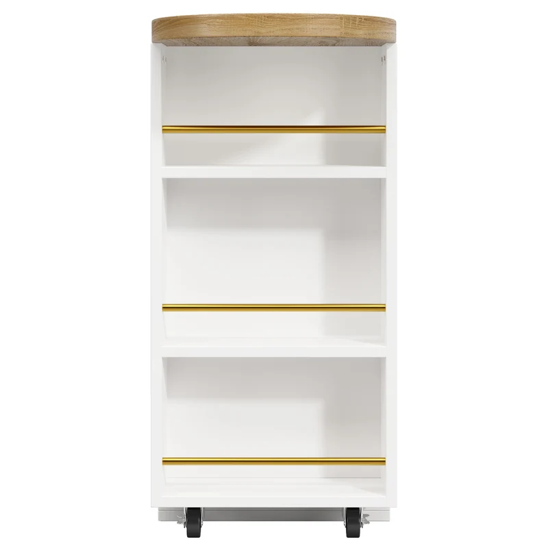 Table de bar extensible blanc effet bois, 360° pivotant et 6 tiroirs 128-203cm CASCADEMOMENTUU