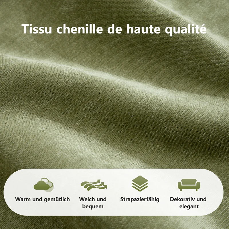 Canapé 3 places en chenille vert design articulé sans montage MOMENTUMVERTEXXX
