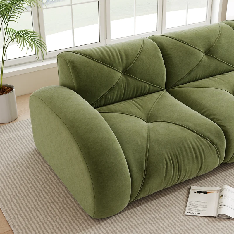 Canapé 3 places en chenille vert design articulé sans montage MOMENTUMVERTEXXX