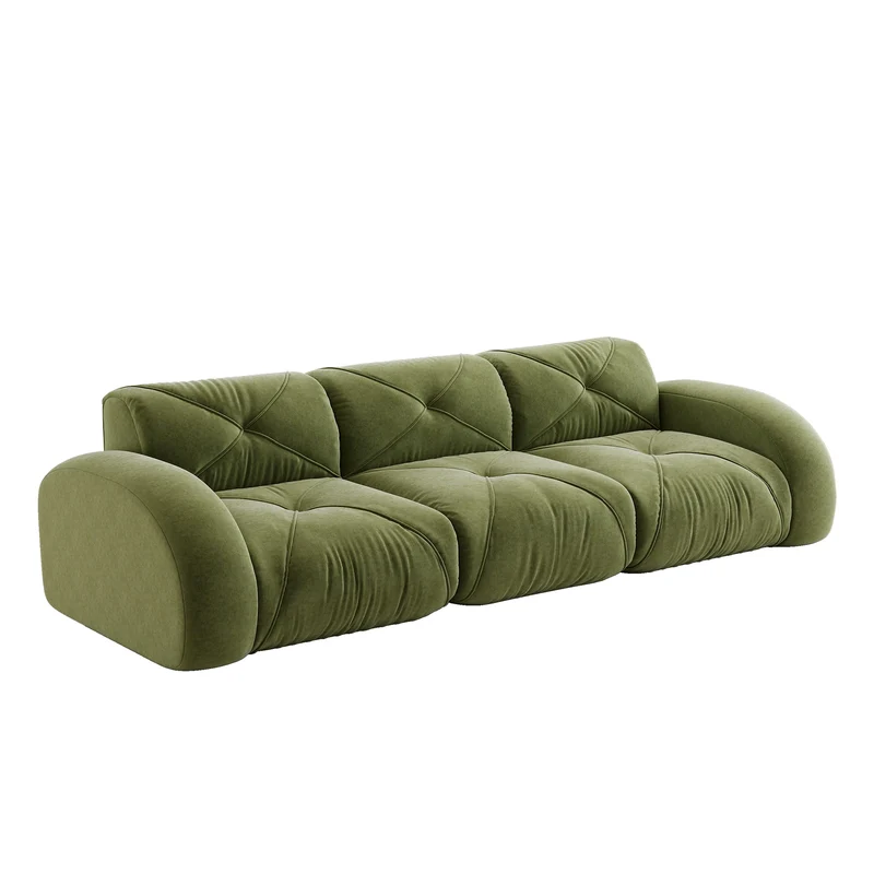 Canapé 3 places en chenille vert design articulé sans montage MOMENTUMVERTEXXX