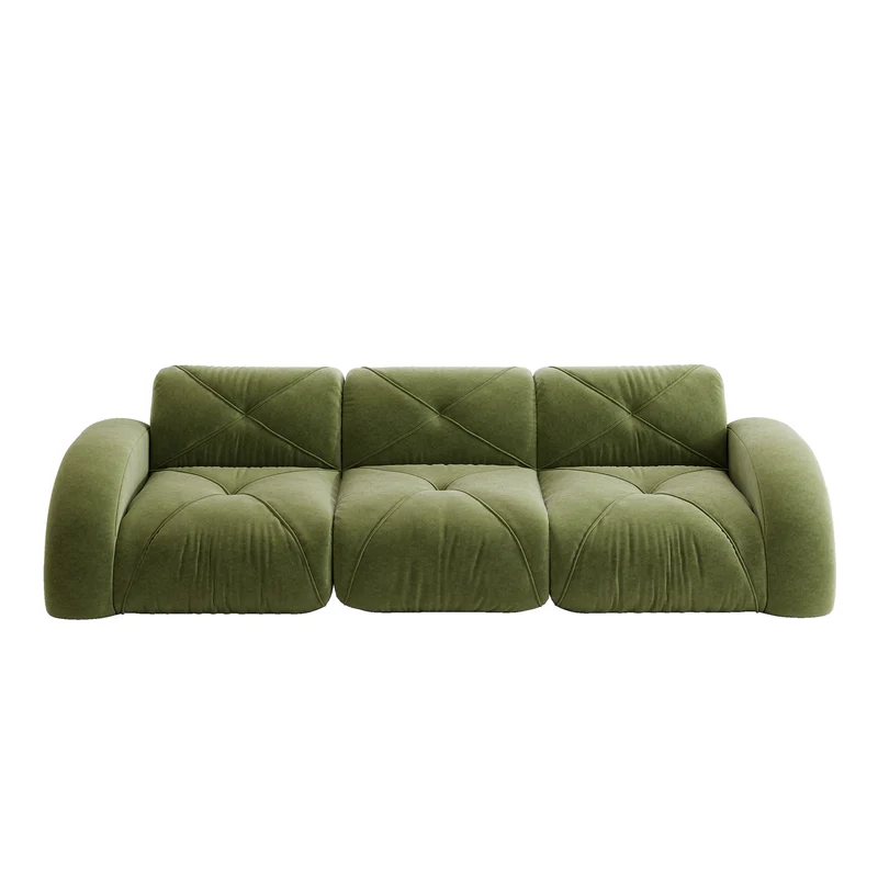 Canapé 3 places en chenille vert design articulé sans montage MOMENTUMVERTEXXX