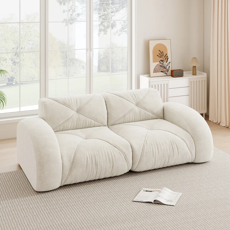 Canapé 2 places tissu chenille écrue design articulé sans montage MOMENTUMCASCDD
