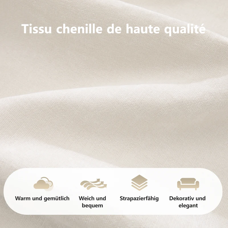 Canapé 2 places tissu chenille écrue design articulé sans montage MOMENTUMCASCDD