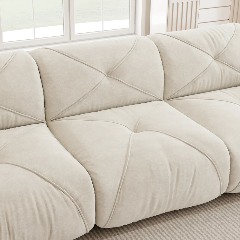 Canapé 2 places tissu chenille écrue design articulé sans montage MOMENTUMCASCDD