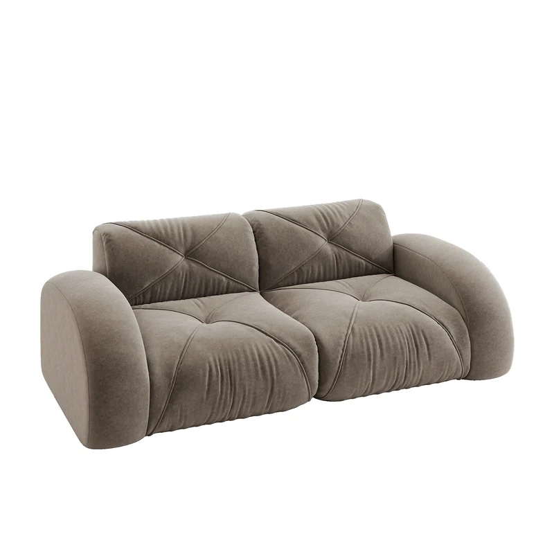 Canapé 2 places tissu chenille taupe design articulé sans montage MOMENTUMINFINIXX