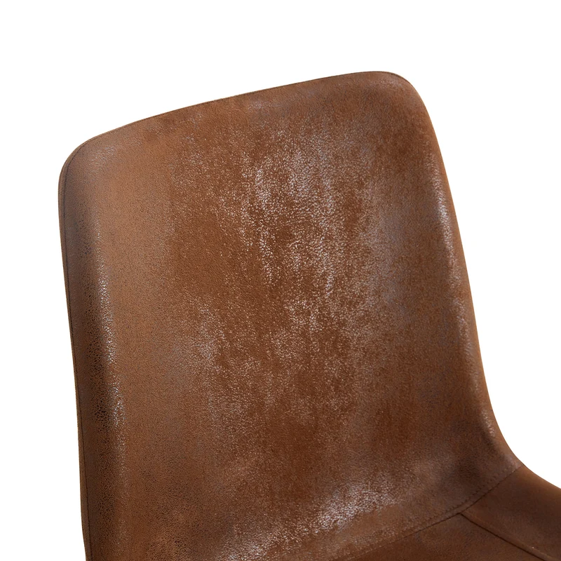 Ensemble de table à manger ronde effet bois 100 cm avec 4 chaises tissu marron MYSTICARA