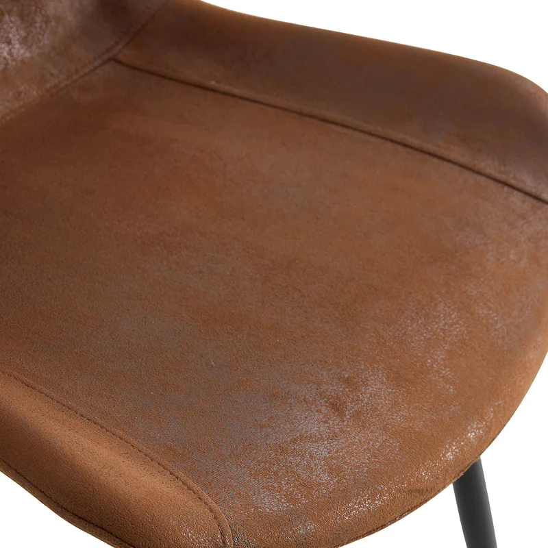 Ensemble de table à manger ronde effet bois 100 cm avec 4 chaises tissu marron MYSTICARA