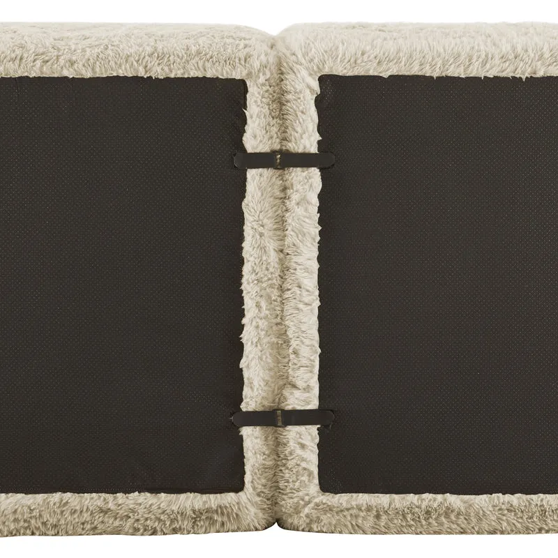 Canapé 3 places en tissu peluche premium beige avec coussins sans montage MOMENTUMCLARRR