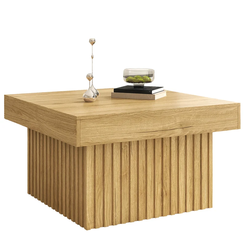 Table basse carré effet bois naturelle 79x79x46cm INFINITEQUAZZ