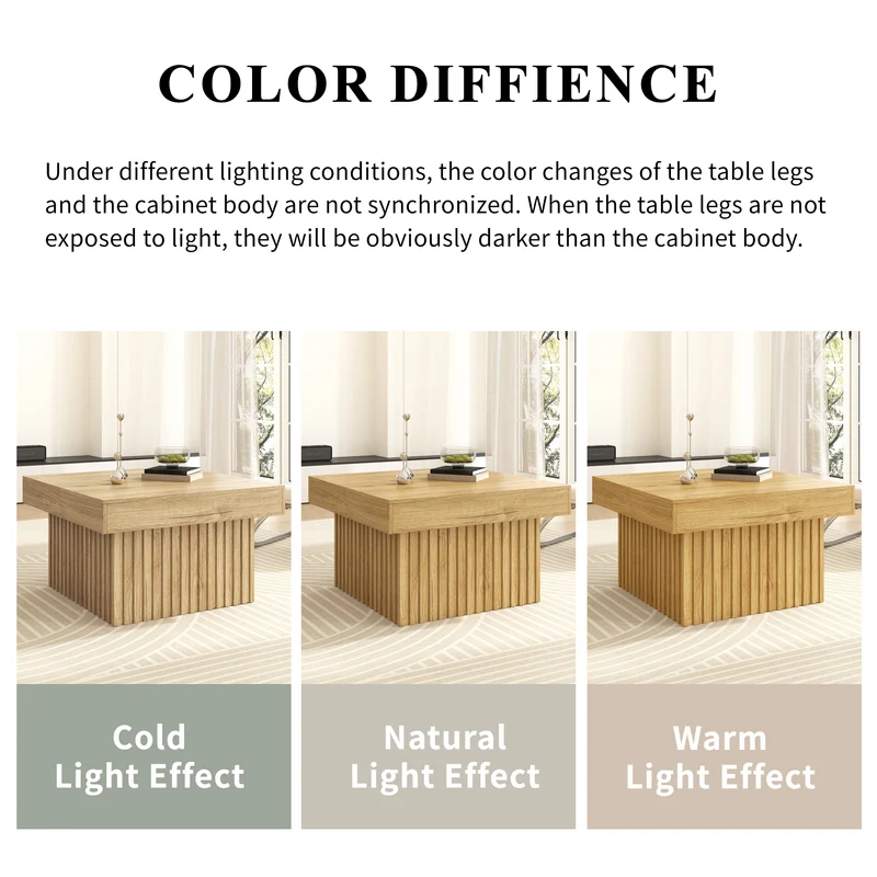 Table basse carré effet bois naturelle 79x79x46cm INFINITEQUAZZ